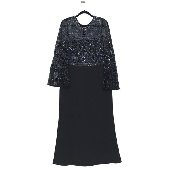 Adrianna Papell Navy Gorgeous Beaded Formal Maxi Dress Size 14 - Picture 2 of 8